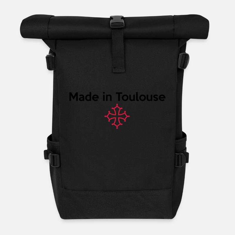 Made in Toulouse - croix occitane - Sac à dos roll top - noir