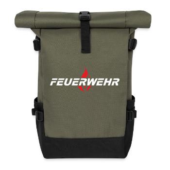 Feuerwehr Flamme - Rolltop Rucksack - Olive/Schwarz - Vorne