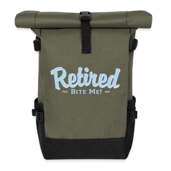 Retired Bite Me! - Roll Top Backpack - olive/black - Front