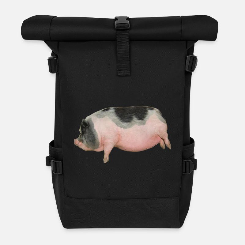 Bauernhof Schwein - Rolltop Rucksack - Schwarz