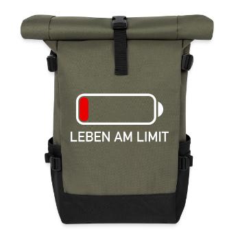 Life on the Limit Funny saying gift phone battery - Roll Top Backpack - olive/black - Front