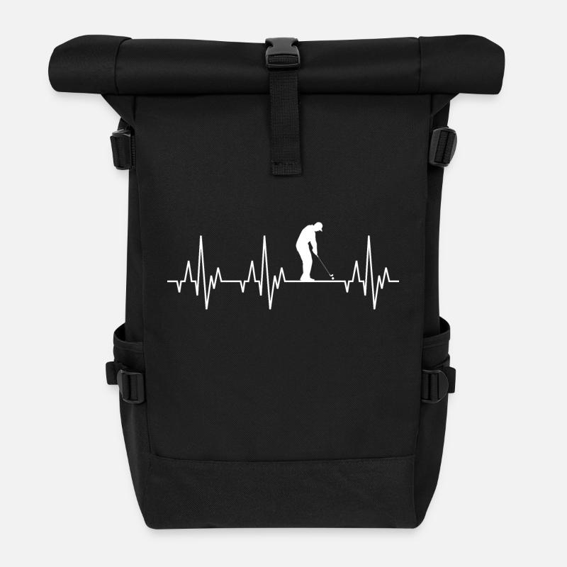 Parcours de golf Heartbeat ECG Golf Golfer Golfer - Sac à dos roll top - noir