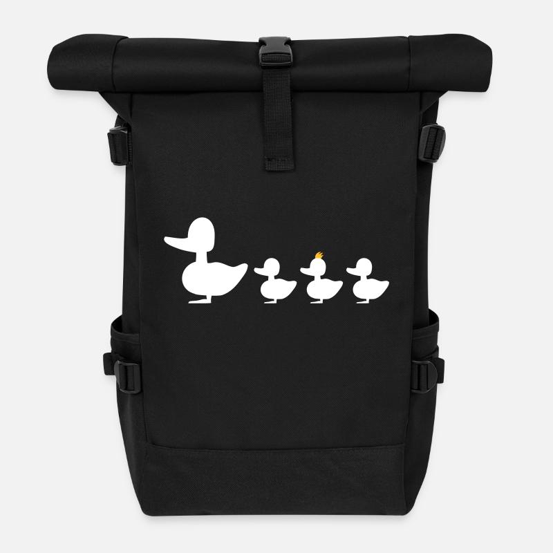 Entenfamilie mit Punk revoluzzer Ente Entchen - Rolltop Rucksack - Schwarz