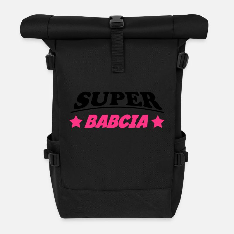 Super babcia - Roll Top Backpack - black