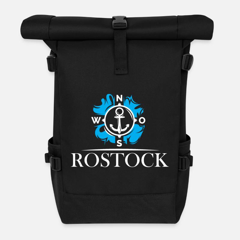 rostock see anker kompass symbol Logo illustration - Rolltop Rucksack - Schwarz