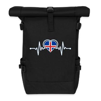 Island Herzschlag - Rolltop Rucksack - Schwarz - Vorne