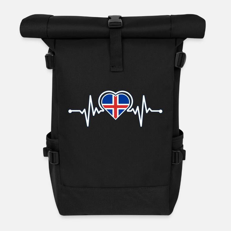 Island Herzschlag - Rolltop Rucksack - Schwarz