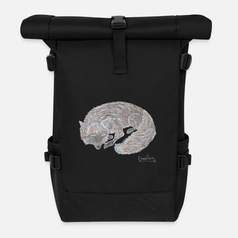 Der Fuchs schläft - Rolltop Rucksack - Schwarz