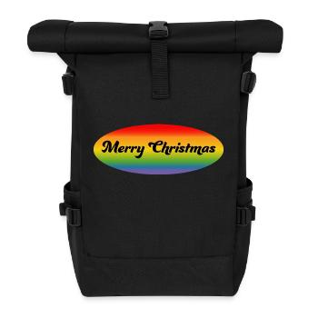 LGBTQI Merry Christmas Regenbogen oval - Rolltop Rucksack - Schwarz - Vorne