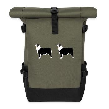 Australian Shepherd Panorama - Rolltop Rucksack - Olive/Schwarz - Vorne