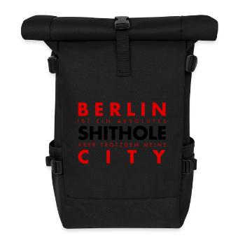 Design de slogan berlinois avec motif de la ville - Sac à dos roll top - noir - Devant
