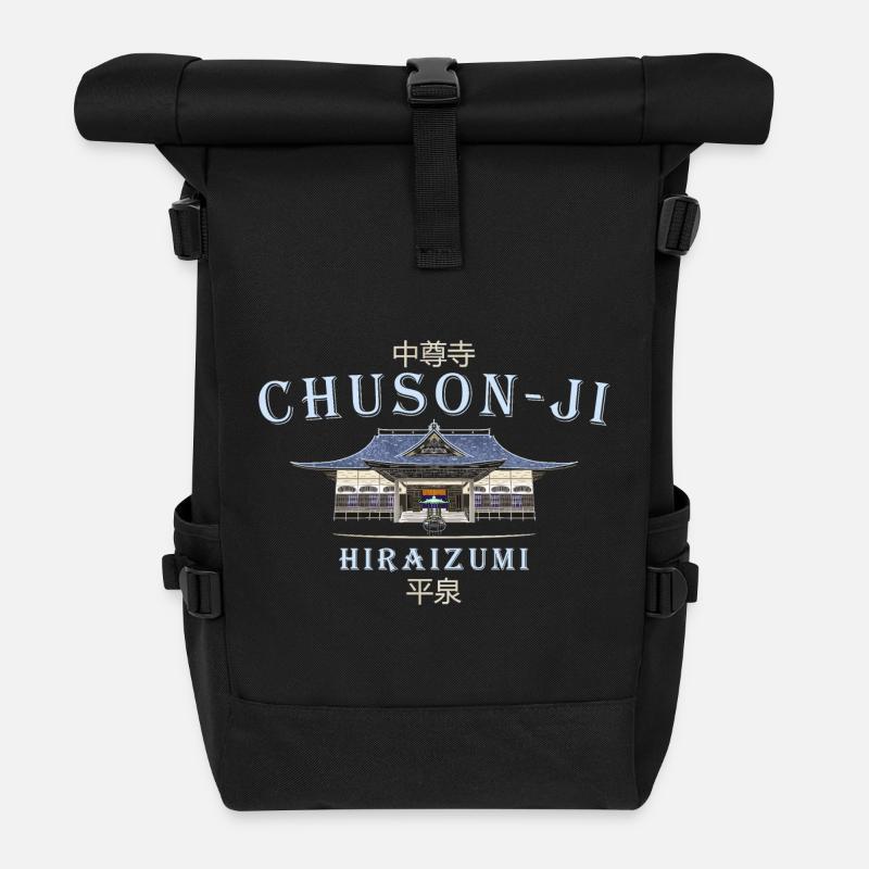 Japan Chuson-ji, Buddhist temple, Hiraizumi - Roll Top Backpack - black