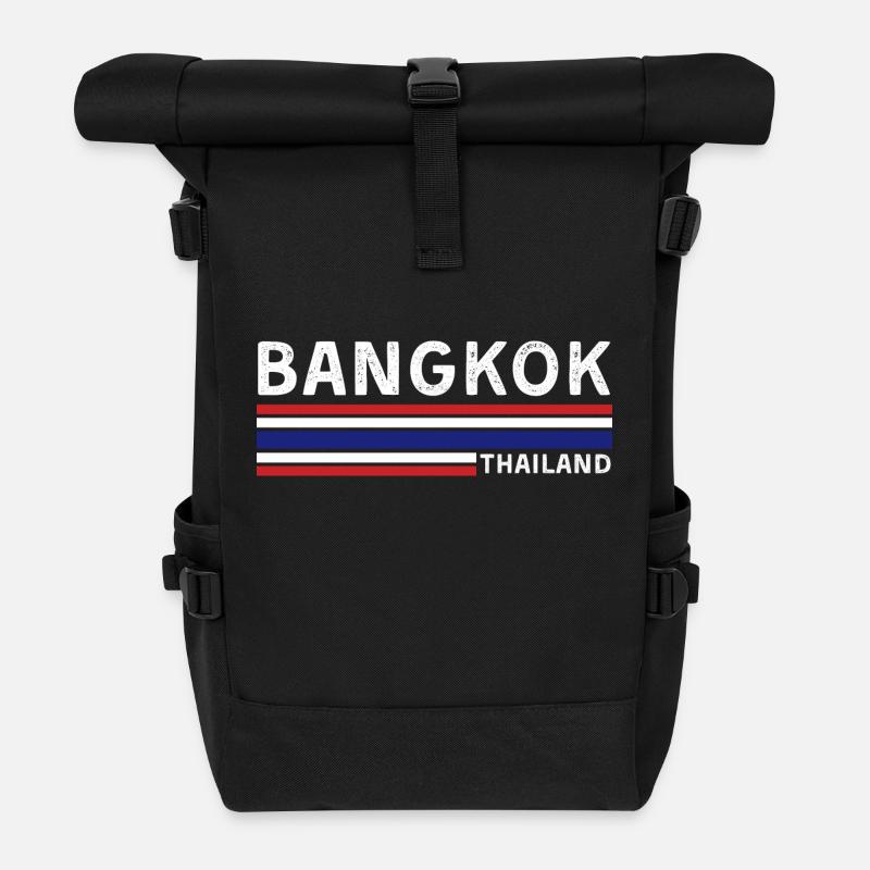T-shirt drapeau de la Thaïlande Bangkok - Sac à dos roll top - noir