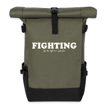 FIGHTING FOR THE RIGHT TO A SWEET BITE - Roll Top Backpack - olive/black - Front