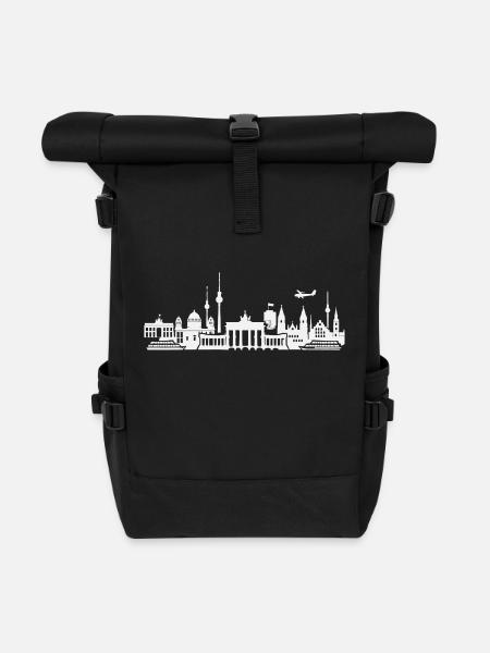 Berlin Skyline - Rolltop Rucksack - Schwarz