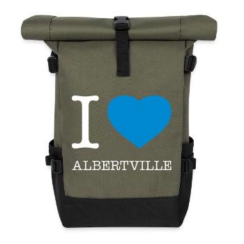 I LOVE ALBERTVILLE - Rolltop Rucksack - Olive/Schwarz - Vorne