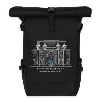 New York City, Natural History Museum, USA, Hand Drawing - Roll Top Backpack - black - Front