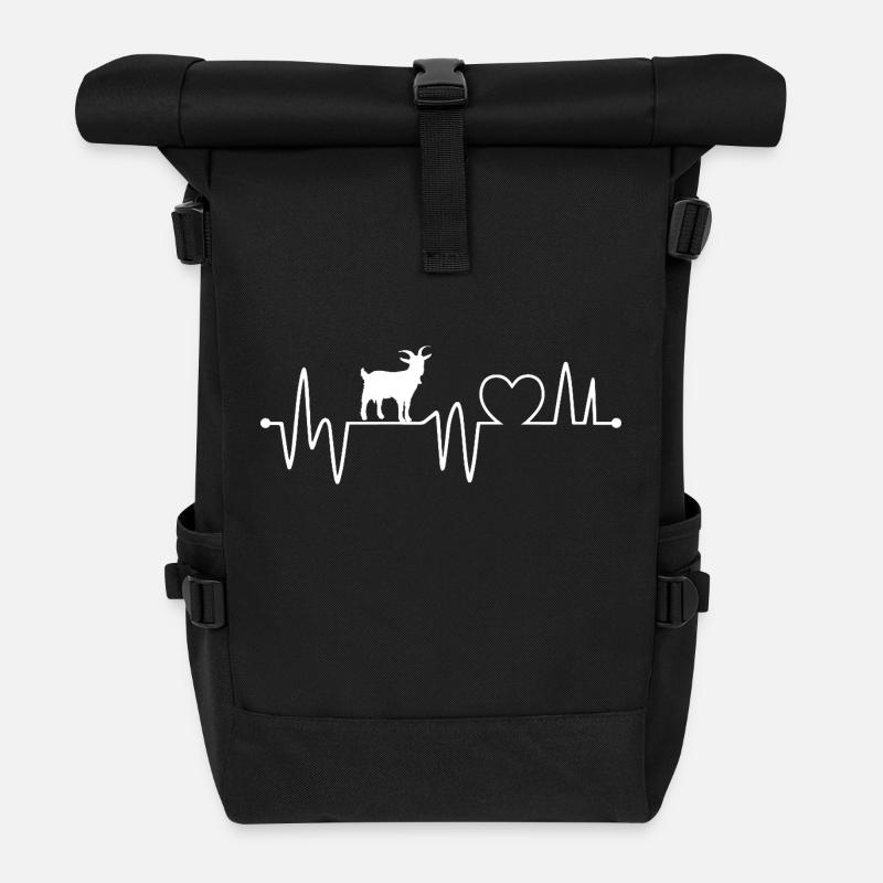 Herzschlag Ziegen - Rolltop Rucksack - Schwarz
