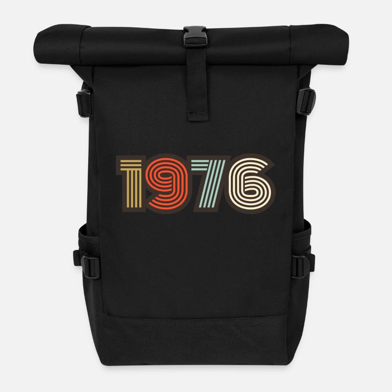 1976 Retro Jahrgang - Rolltop Rucksack - Schwarz