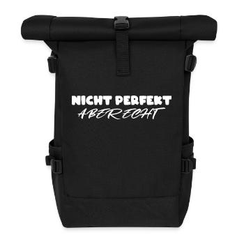 Nicht perfekt aber echt - Rolltop Rucksack - Schwarz - Vorne