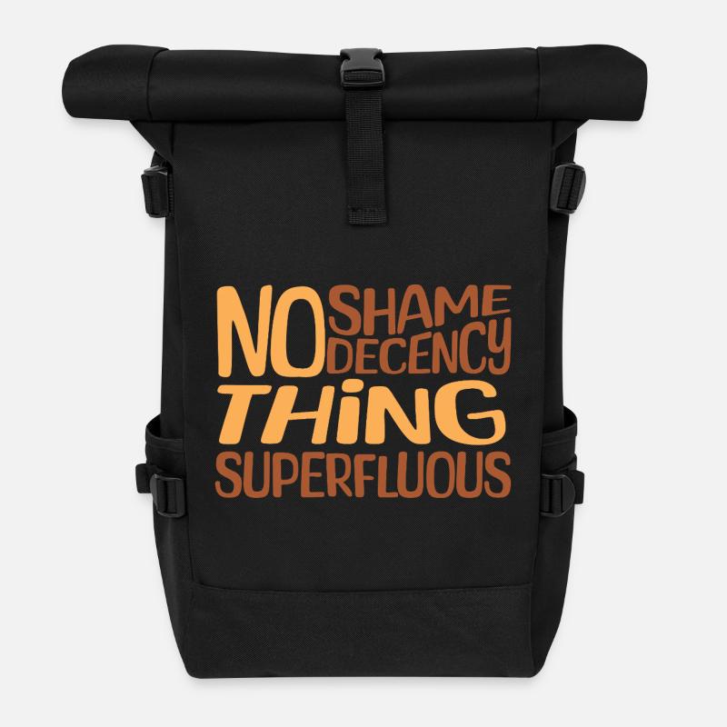 Keine Schande: Überflüssiges Kleidungsdesign - Rolltop Rucksack - Schwarz