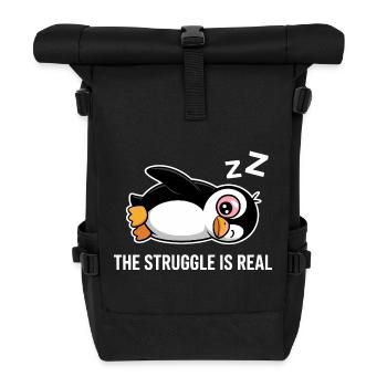 Penguin Funny Saying - Roll Top Backpack - black - Front