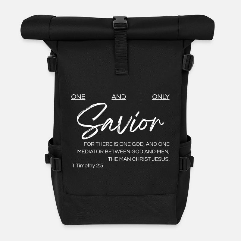 One and Only Savior - 1 Timothy 2:5 - Roll Top Backpack - black