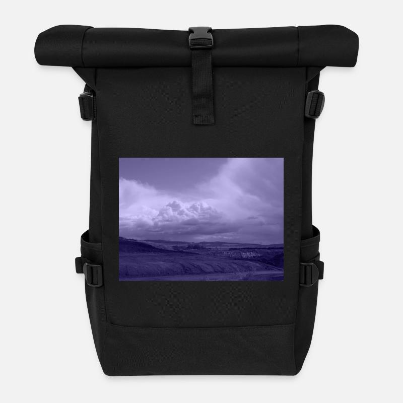 Lavendel Nebel Landschaft - Rolltop Rucksack - Schwarz
