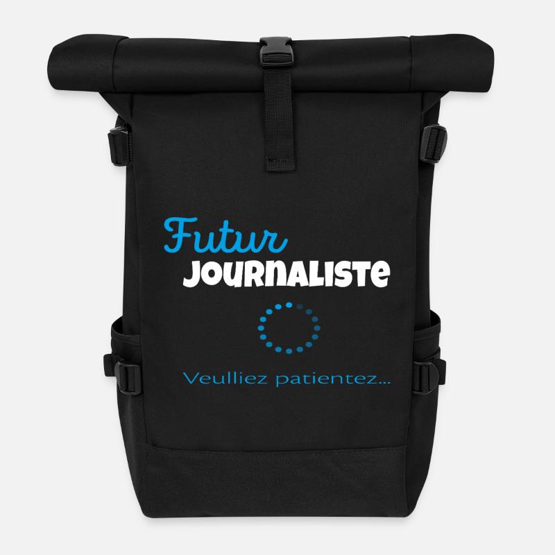 Future Journalist – Please Wait - Roll Top Backpack - black
