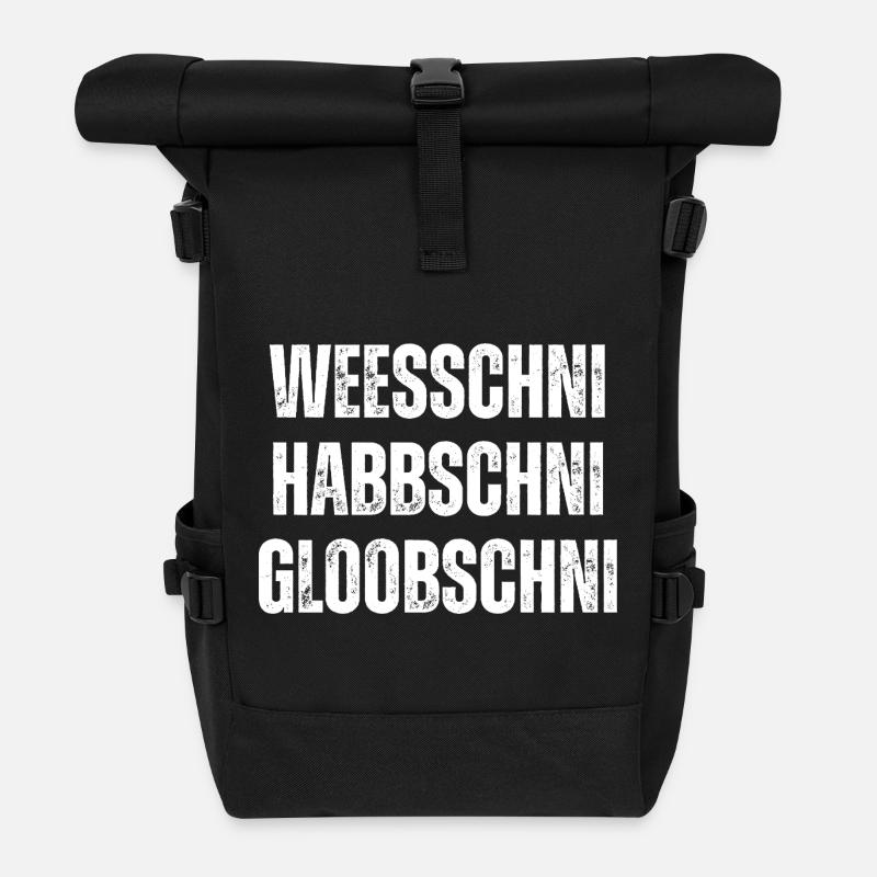 Weesschni habbschni gloobschni Sächsischer - Rolltop Rucksack - Schwarz