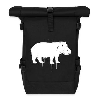 Hippo Graffiti Streetwear Vektor - Rolltop Rucksack - Schwarz - Vorne