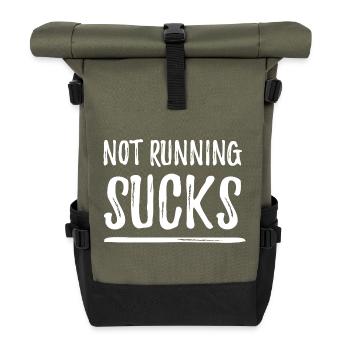 Nicht laufen ist echt blöd - Rolltop Rucksack - Olive/Schwarz - Vorne