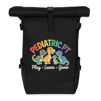 Pediatric PT Dino – Spielend Lernen - Rolltop Rucksack - Schwarz - Vorne
