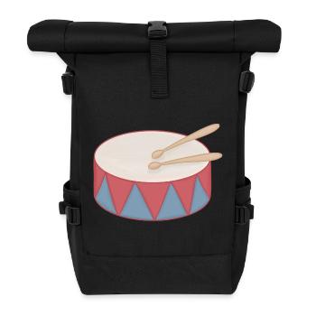 Cartoon Drum with Triangle Decor - Roll Top Backpack - black - Front