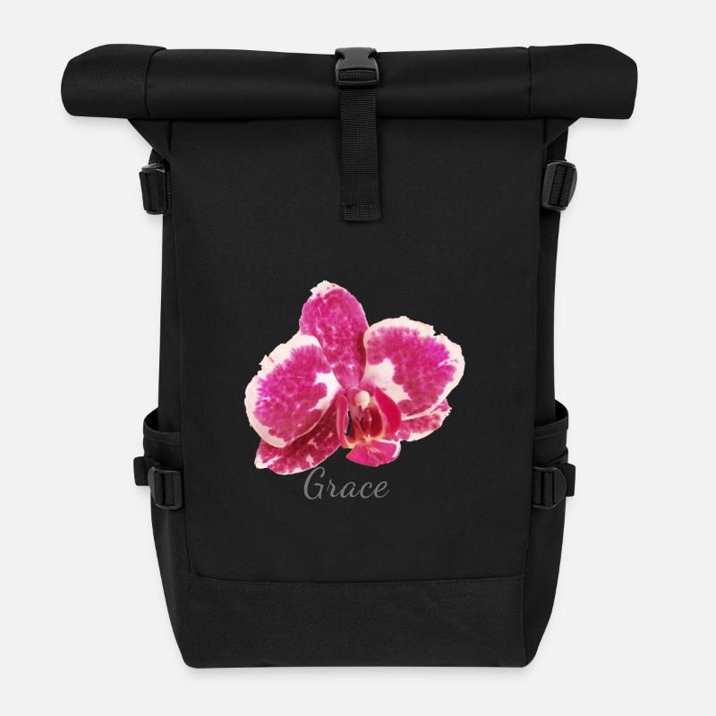 Bordeaux Orchidee Makro – Anmut und Eleganz - Rolltop Rucksack - Schwarz