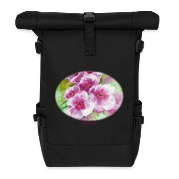 Grace – Lebendige Frühlingsblüten-Ellipse - Rolltop Rucksack - Schwarz - Vorne