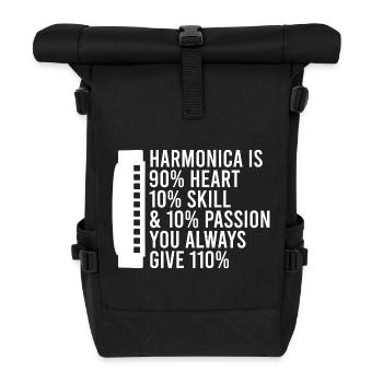 Harmonica Musican Heart Skill Passion Harmonica - Roll Top Backpack - black - Front