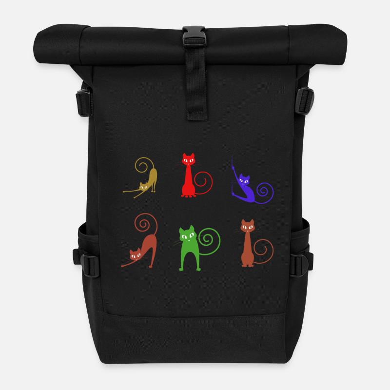 Katzen - Rolltop Rucksack - Schwarz