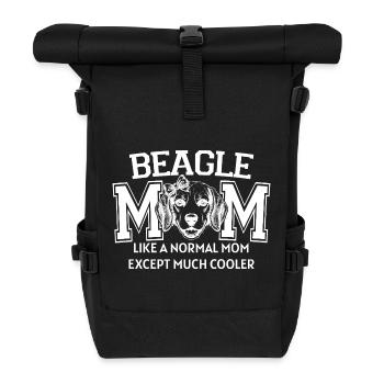 Beagle Mom Dog Lover Cute Puppy Art - Roll Top Backpack - black - Front