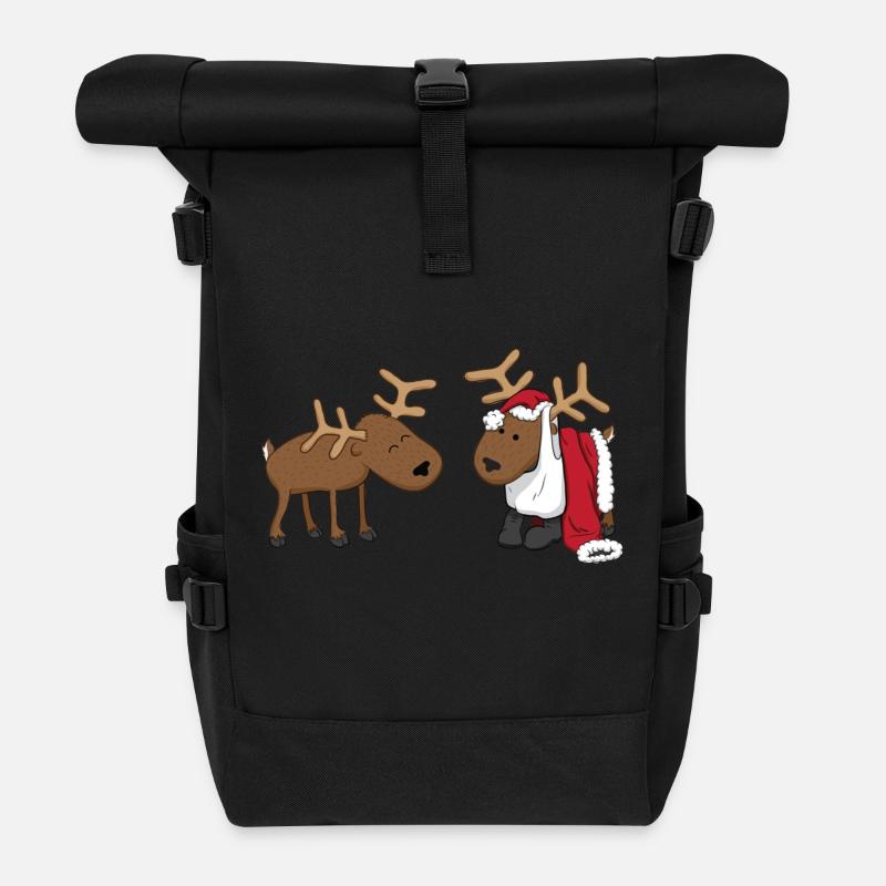 reindeer fun - Roll Top Backpack - black