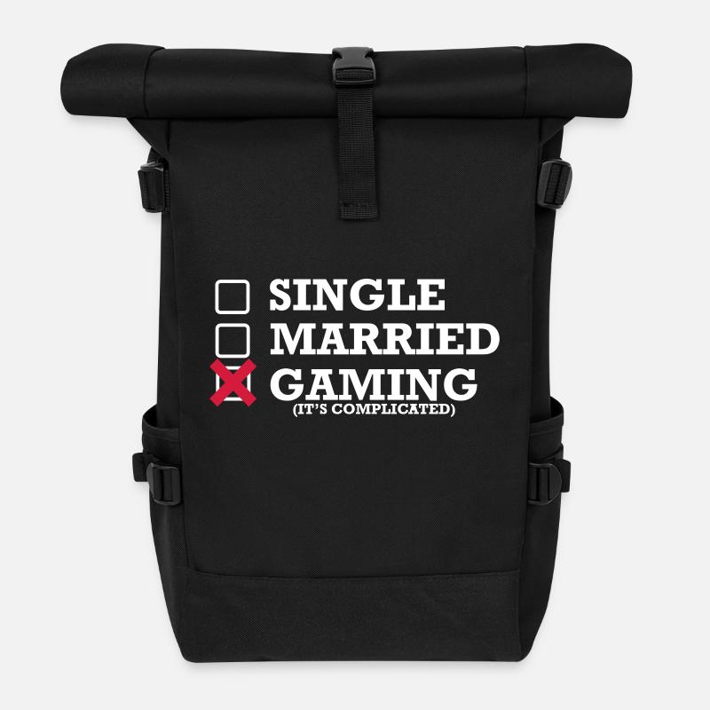 Single - Married - Gaming - Rolltop Rucksack - Schwarz