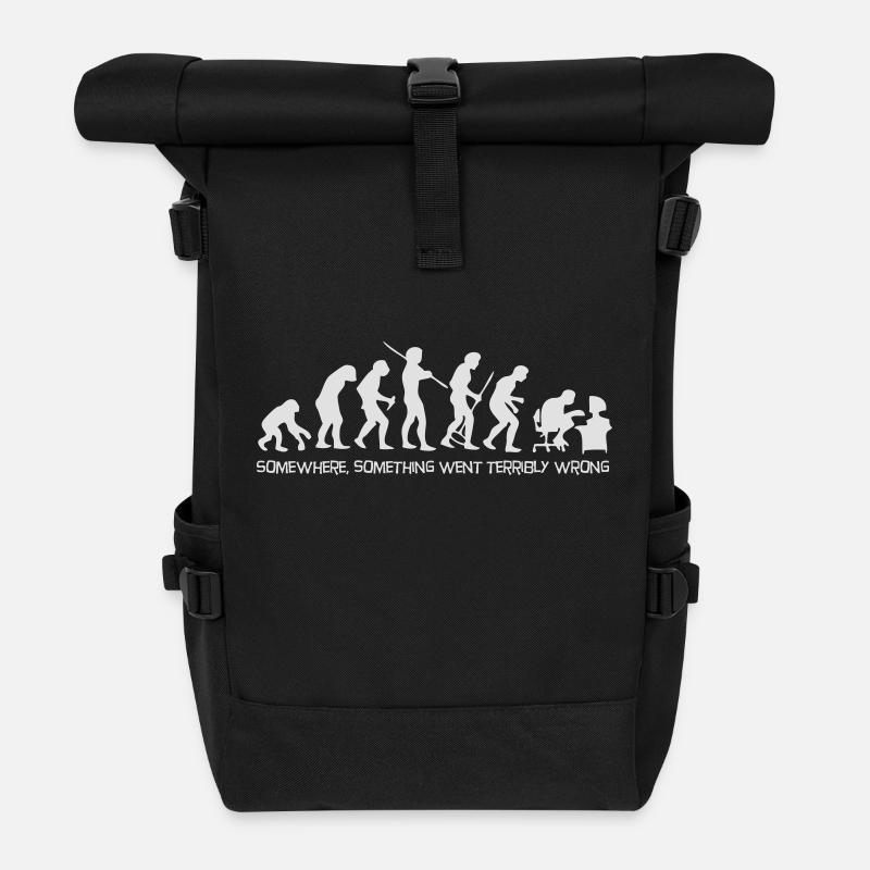Darwins menschliche Evolution von Affen bis Digital Man. - Rolltop Rucksack - Schwarz