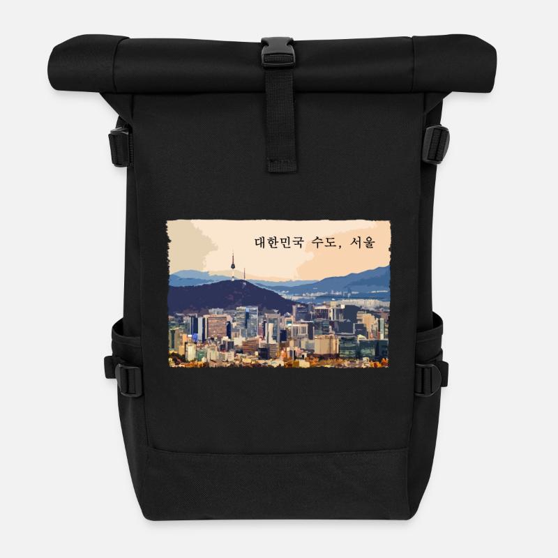 Seoul at Sunset - Rolltop Rucksack - Schwarz