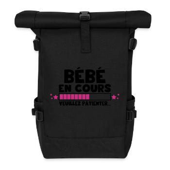 Bébé en cours,grossesse,famille - Sac à dos roll top - noir - Devant