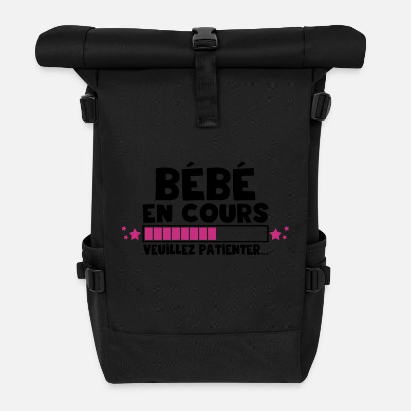Bébé en cours,grossesse,famille - Sac à dos roll top - noir