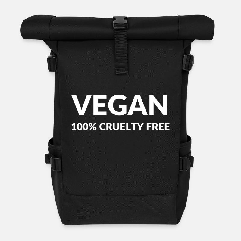 VEGAN 100 Prozent CRUELTY Free - Rolltop Rucksack - Schwarz