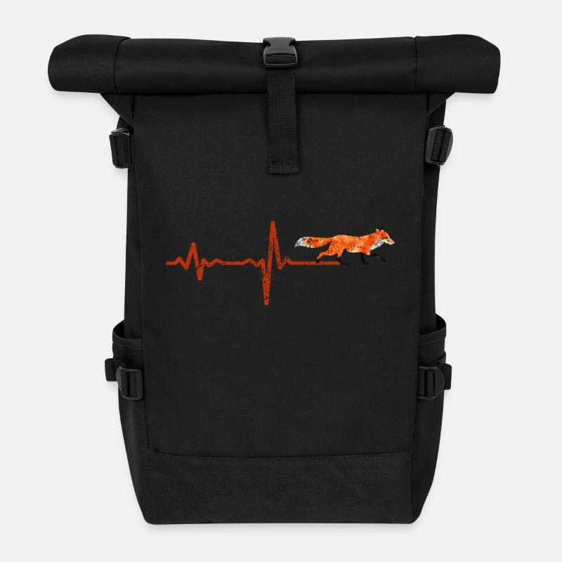Heartbeat Fuchs - Geschenk - Rolltop Rucksack - Schwarz