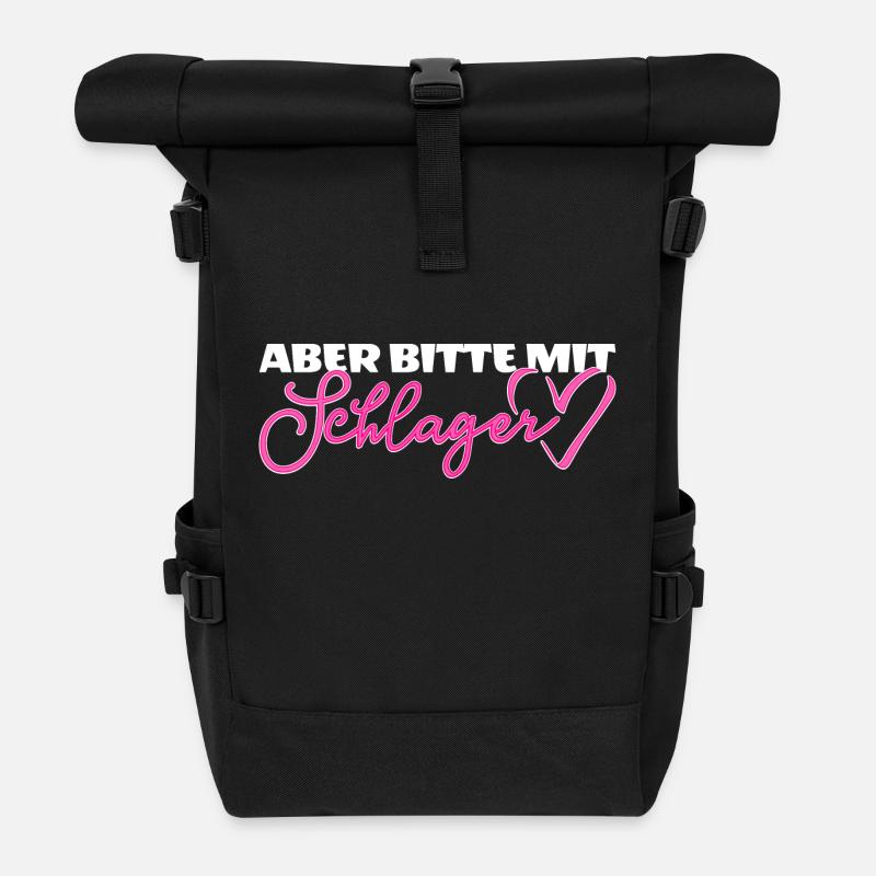 Schlagerherz Aber bitte mit Schlager - Rolltop Rucksack - Schwarz