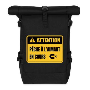 Pêche à l'aimant en cours - cadeau pêcheur aimant - Sac à dos roll top - noir - Devant