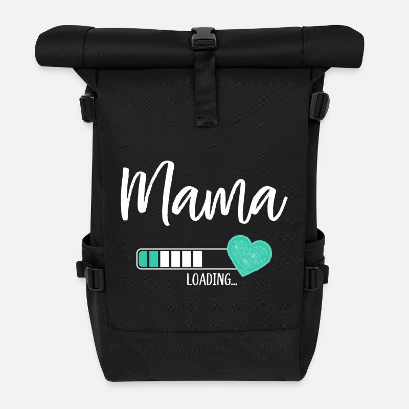 Mama Loading Herz Baby Junge Werdende Mama - Rolltop Rucksack - Schwarz